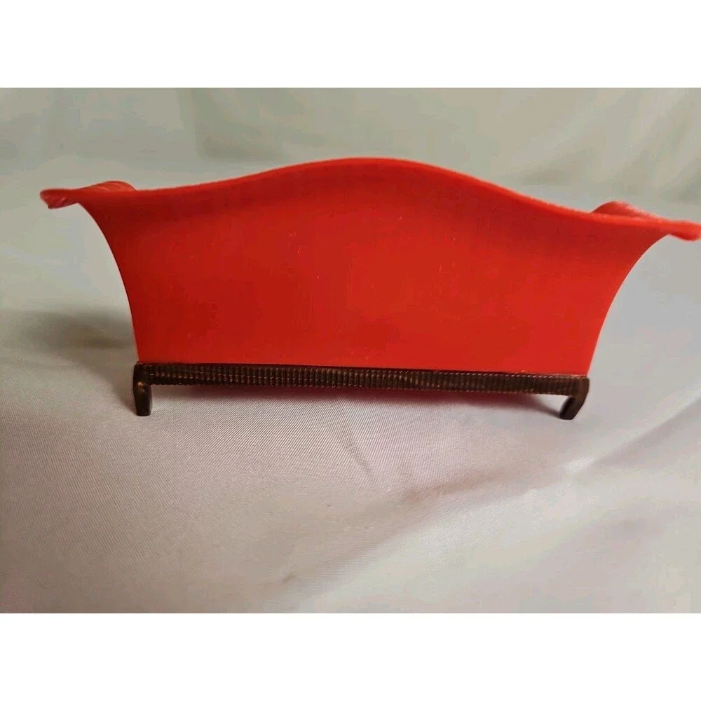 Vintage Renwal Dollhouse Red Sofa Couch No. 73 Mid Century Plastic Furniture